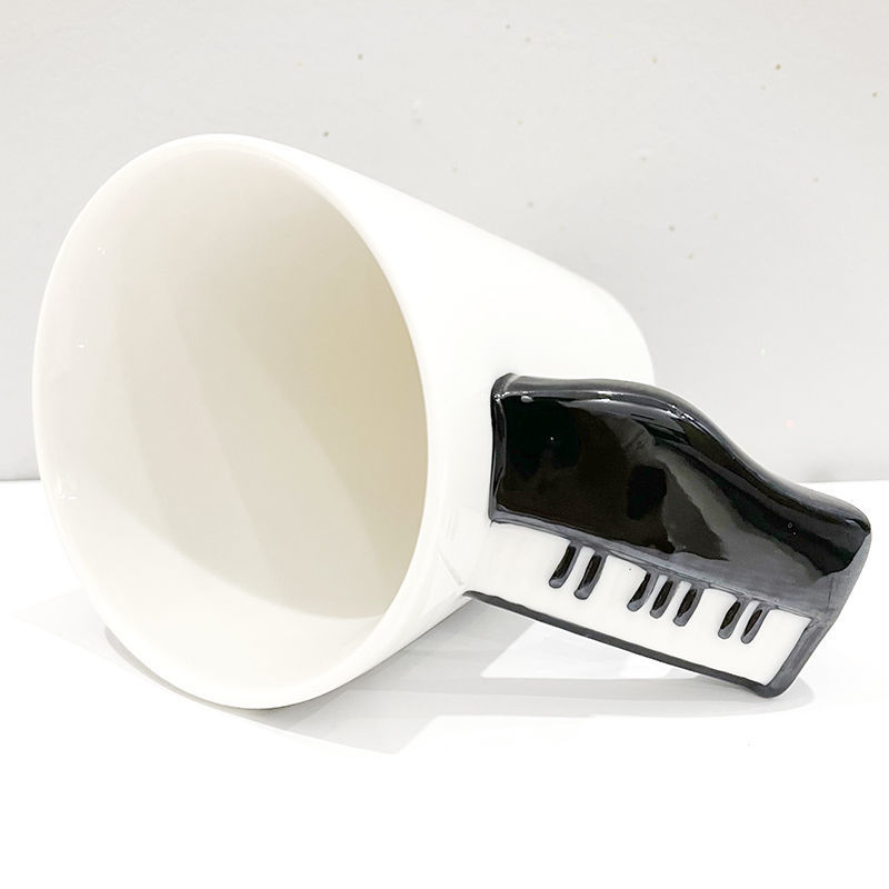 Music Note Ceramic Mug with Piano Handle