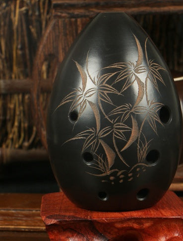 Artisan Hand-Engraved Ceramic Xun