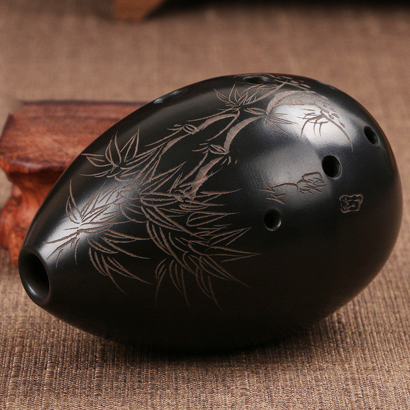 Artisan Hand-Engraved Ceramic Xun