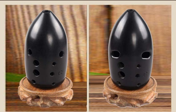 Shadow Obsidian 10-Hole Black Pottery Xun