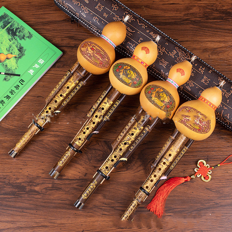 Artisan Purple Bamboo Hulusi (Traditional Gourd Flute)