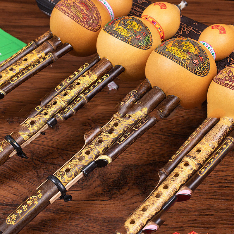 Artisan Purple Bamboo Hulusi (Traditional Gourd Flute)