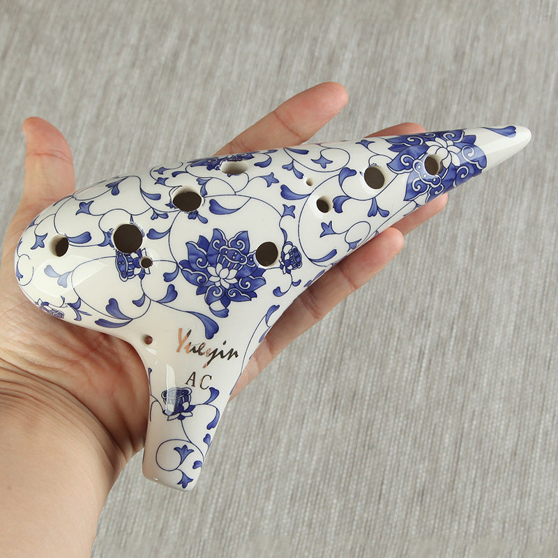 Imperial Blue & White 12-Hole Ocarina