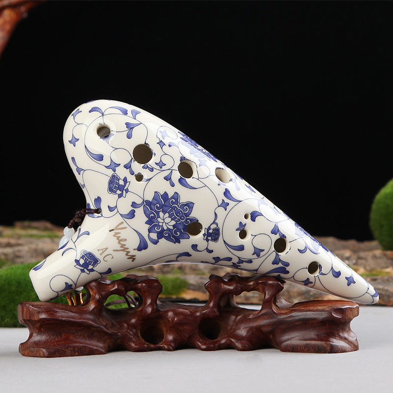 Imperial Blue & White 12-Hole Ocarina