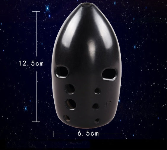 Shadow Obsidian 10-Hole Black Pottery Xun