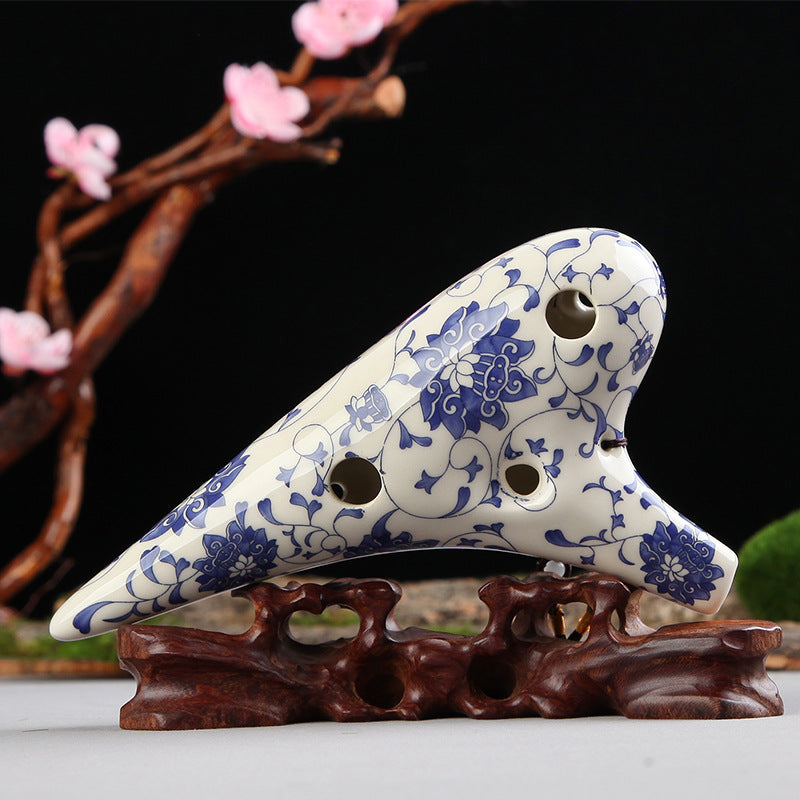 Imperial Blue & White 12-Hole Ocarina
