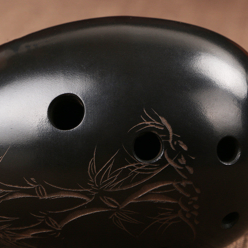 Artisan Hand-Engraved Ceramic Xun