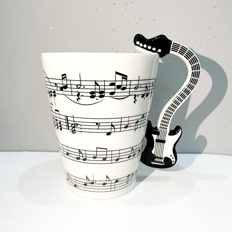Music Note Ceramic Mug with Piano Handle