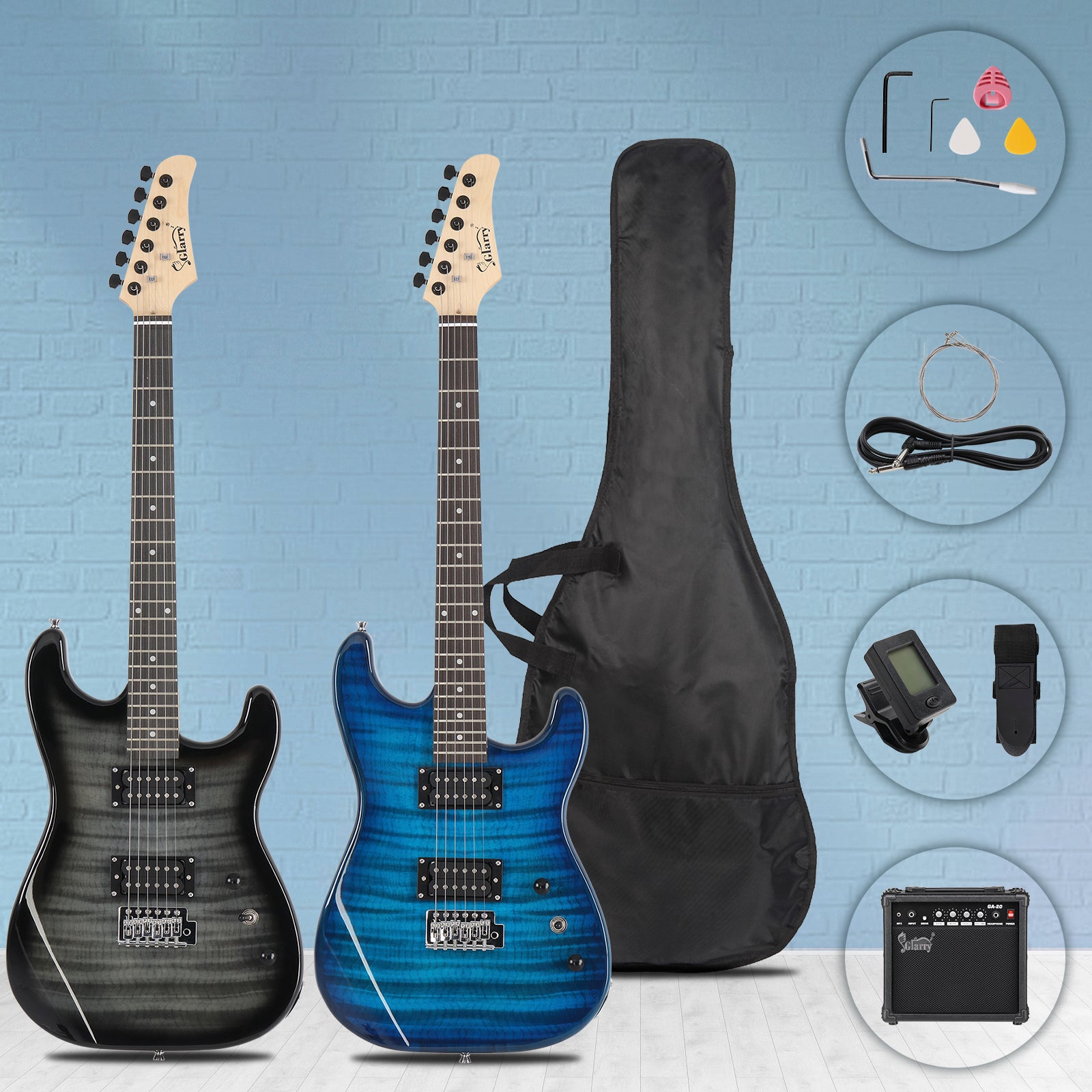 Glarry GST "Tiger Stripe" H-H Electric Guitar Ultimate Performance Kit