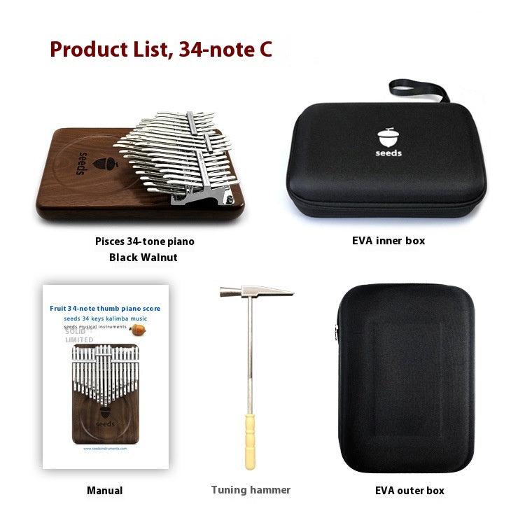 Seeds "Pisces" 34-Tone Chromatic Black Walnut Kalimba
