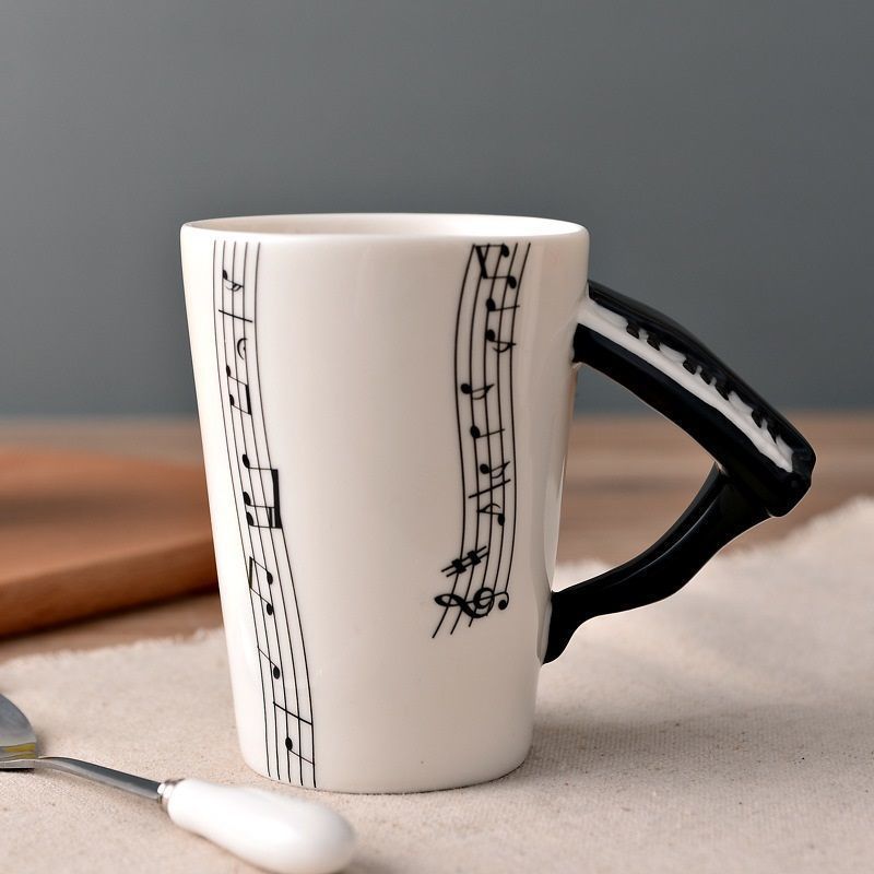Music Note Ceramic Mug with Piano Handle