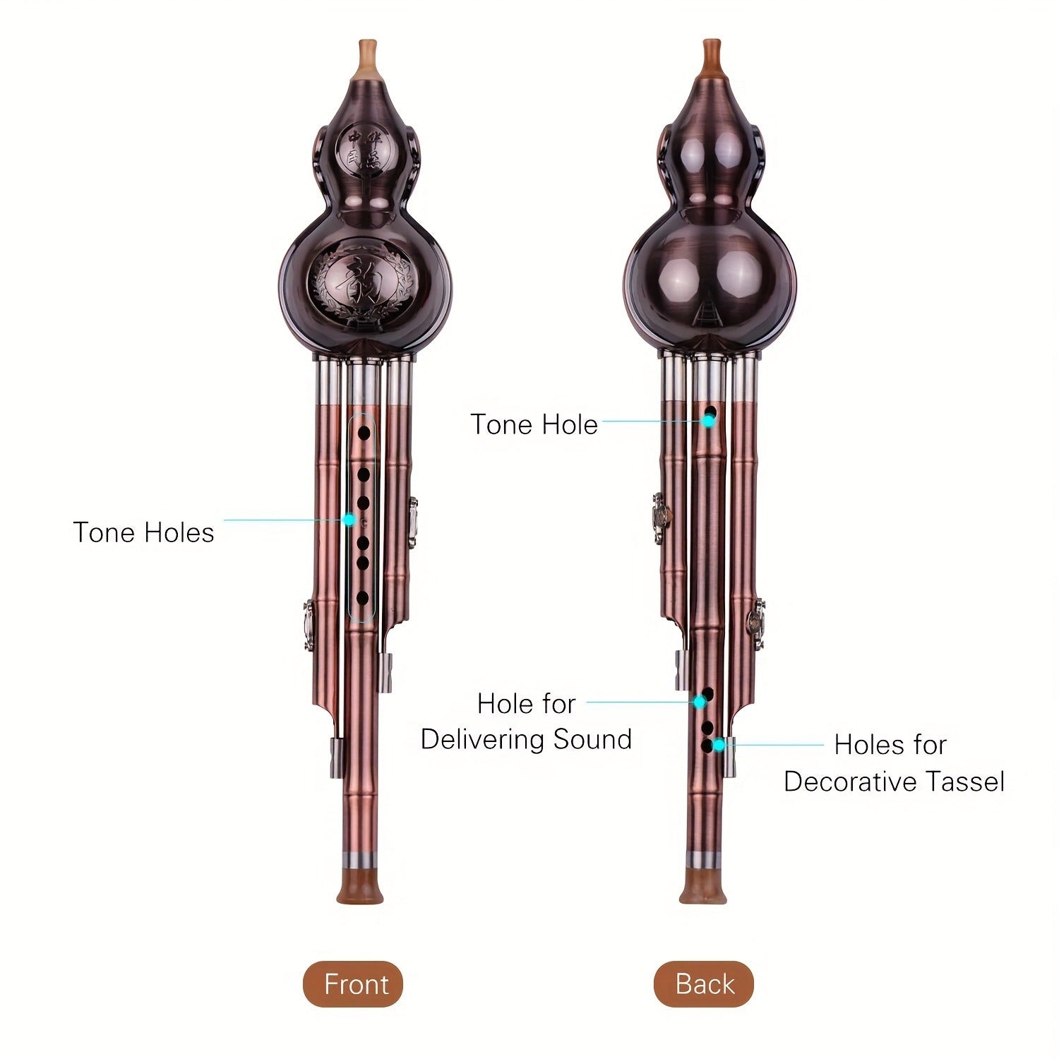 Masterpiece Traditional Copper-Plated Hulusi (Gourd Flute)