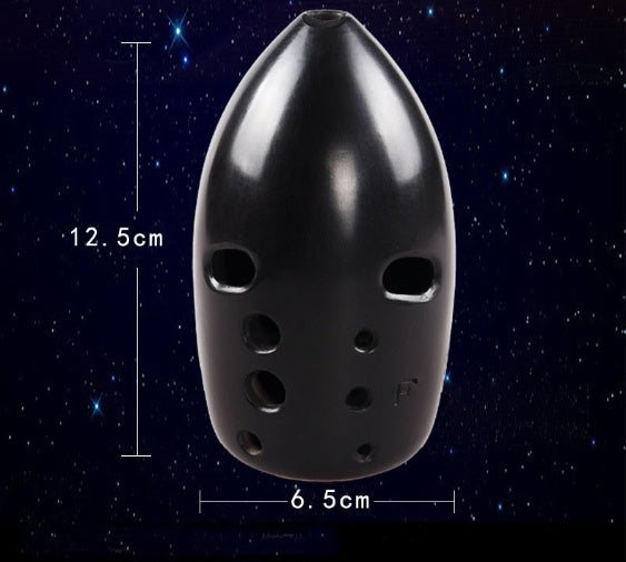 Shadow Obsidian 10-Hole Black Pottery Xun